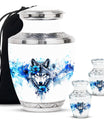 Wolf Theme Large Urn With 2 Keepsake Urn