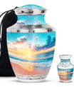 Sunset Beach Theme Large Urn With 1 Keepsake Urn