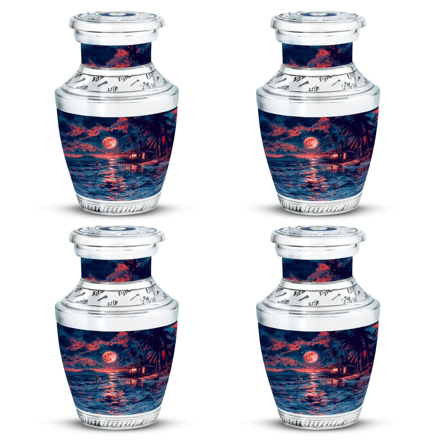 Night Beach Theme 3 Inch Keepsake Pack of 4