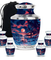 Night Beach Theme Large Urn With 4 Keepsake Urn