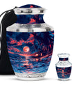 Night Beach Theme Large Urn With 1 Keepsake Urn