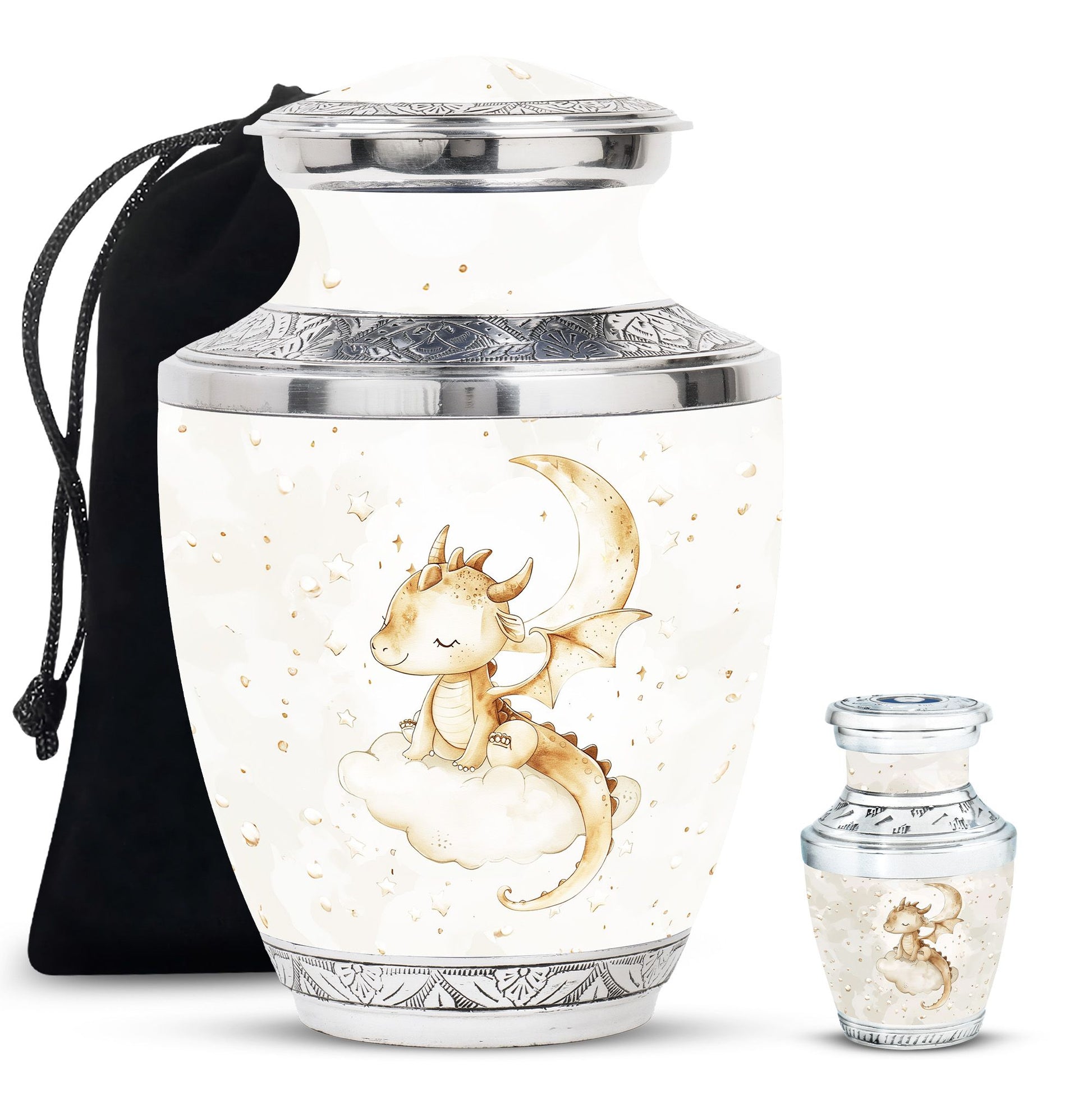 Dragons Theme Large Urn With 1 Keepsake Urn