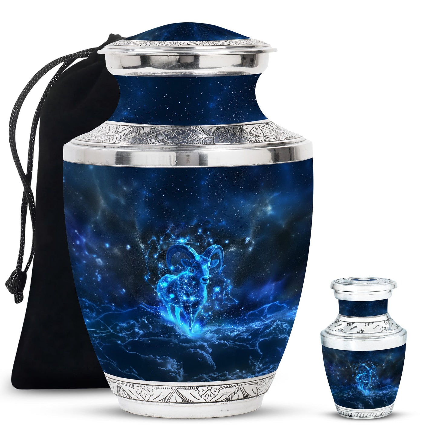 Goat Theme Large Urn With 1 Keepsake Urn