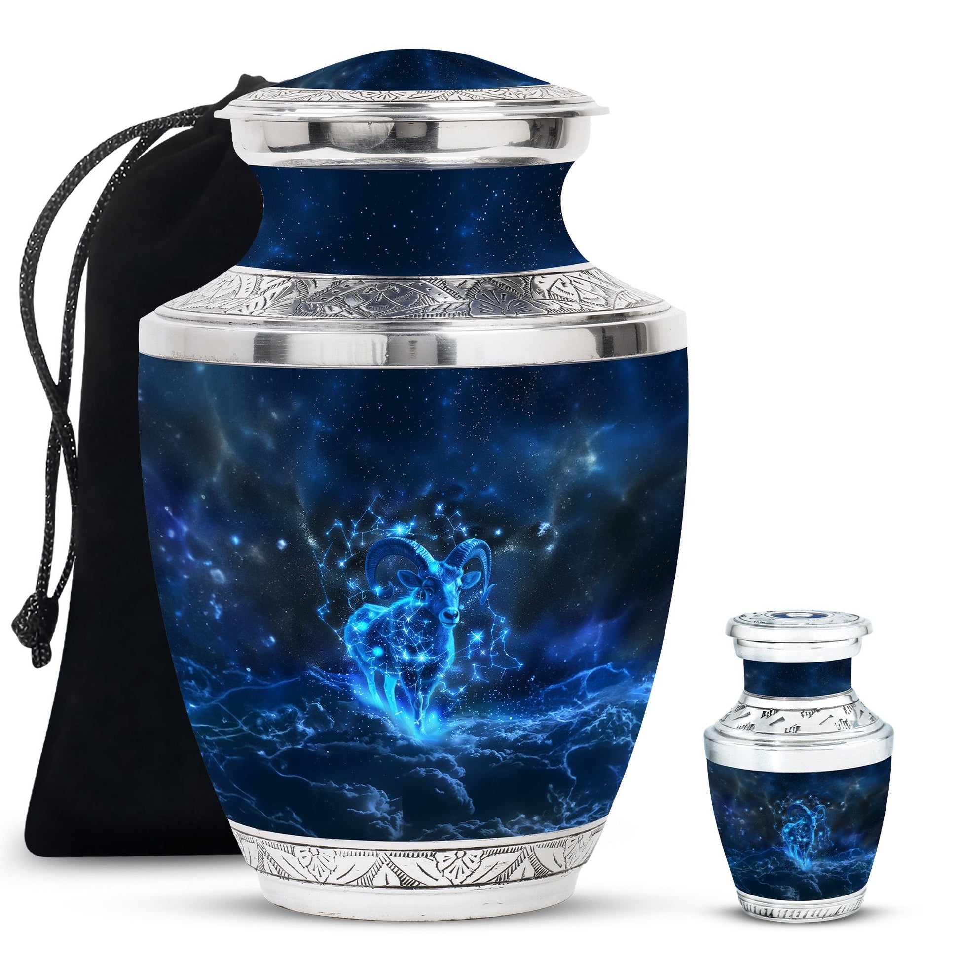 Goat Theme Large Urn With 1 Keepsake Urn