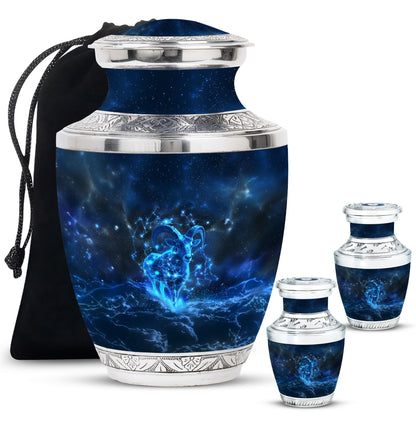Goat Theme Large Urn With 2 Keepsake Urn