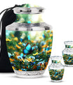 Butterfly Theme Large Urn With 2 Keepsake Urn