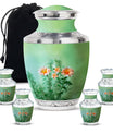 Flowers Theme Large Urn With 4 Keepsake Urn