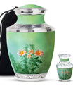 Flowers Theme Large Urn With 1 Keepsake Urn