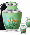 Flowers Theme Large Urn With 2 Keepsake Urn