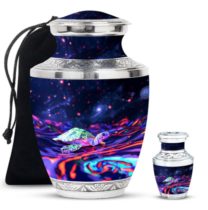 Turtle Theme Large Urn With 1 Keepsake Urn