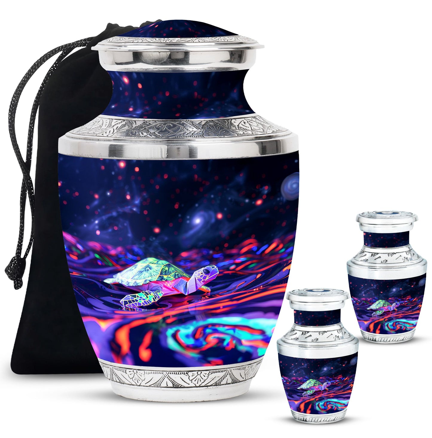 Turtle Theme Large Urn With 2 Keepsake Urn