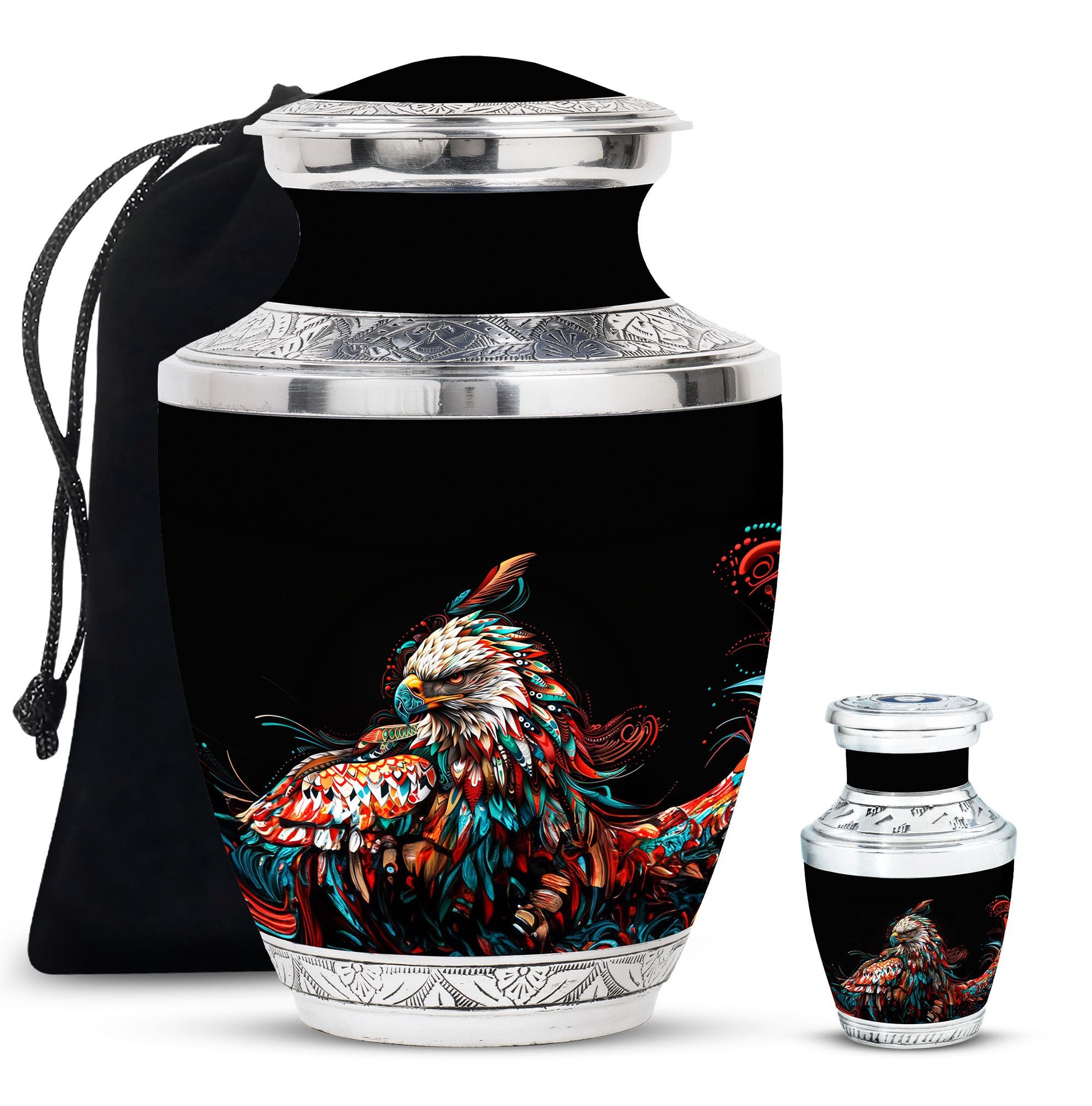 Eagle Theme Large Urn With 1 Keepsake Urn