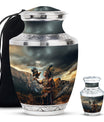 Tribe Man Theme Large Urn With 1 Keepsake Urn