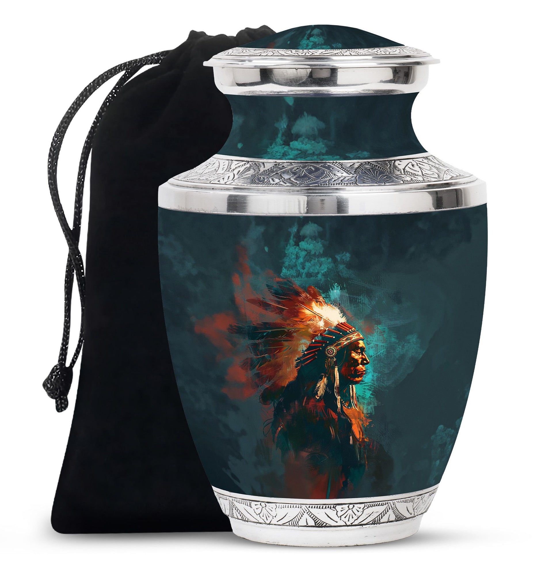 Tribe Man Theme Large Urn 10 Inch