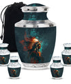 Tribe Man Theme Large Urn With 4 Keepsake Urn