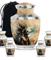 Tribe Man Theme Large Urn With 4 Keepsake Urn