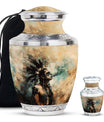 Tribe Man Theme Large Urn With 1 Keepsake Urn