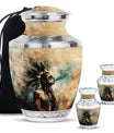 Tribe Man Theme Large Urn With 2 Keepsake Urn