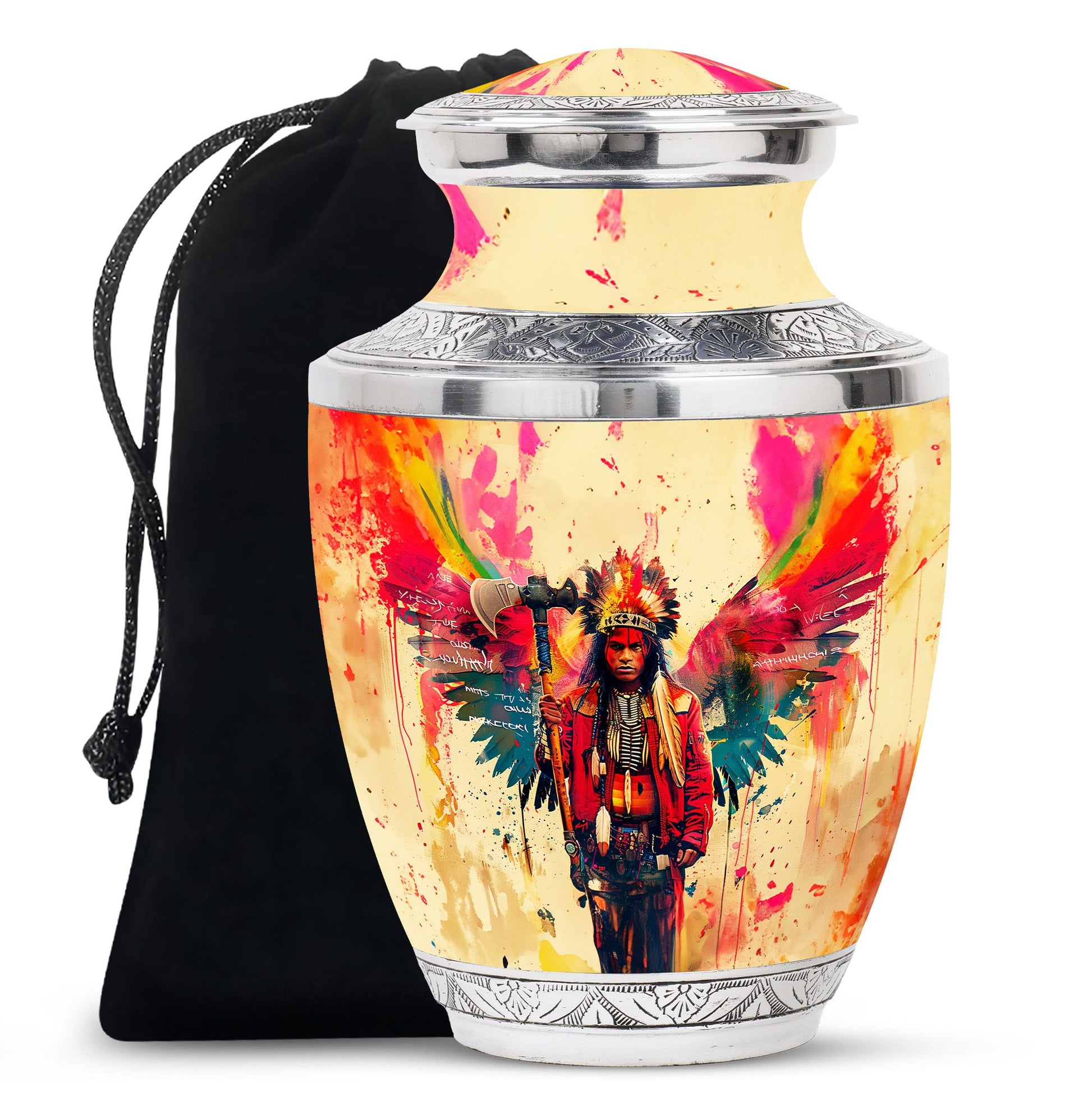 Tribe Man Theme Large Urn 10 Inch
