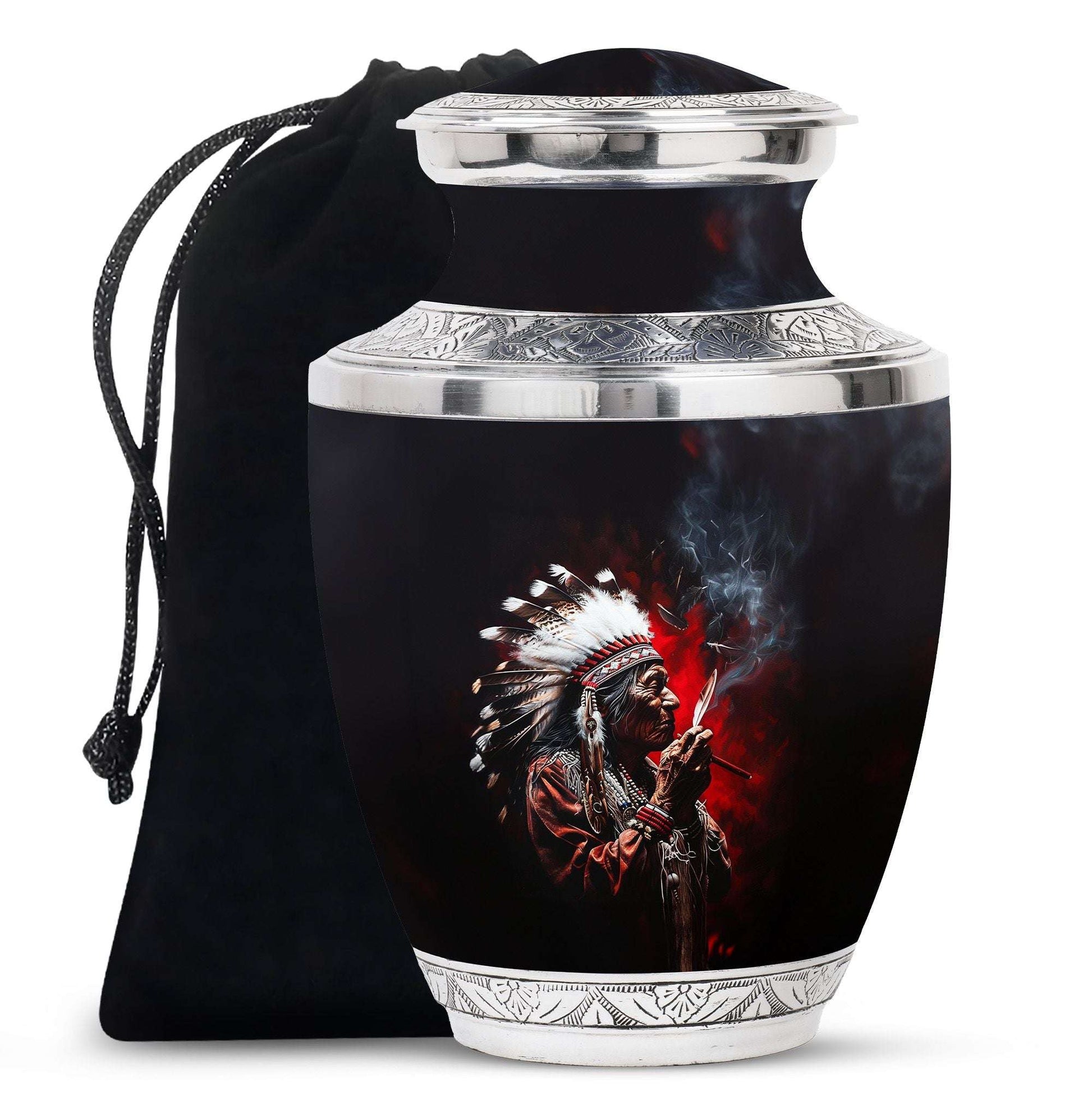 Native American Chief Cremation Urn - Keepsake Urns For Human Ashes