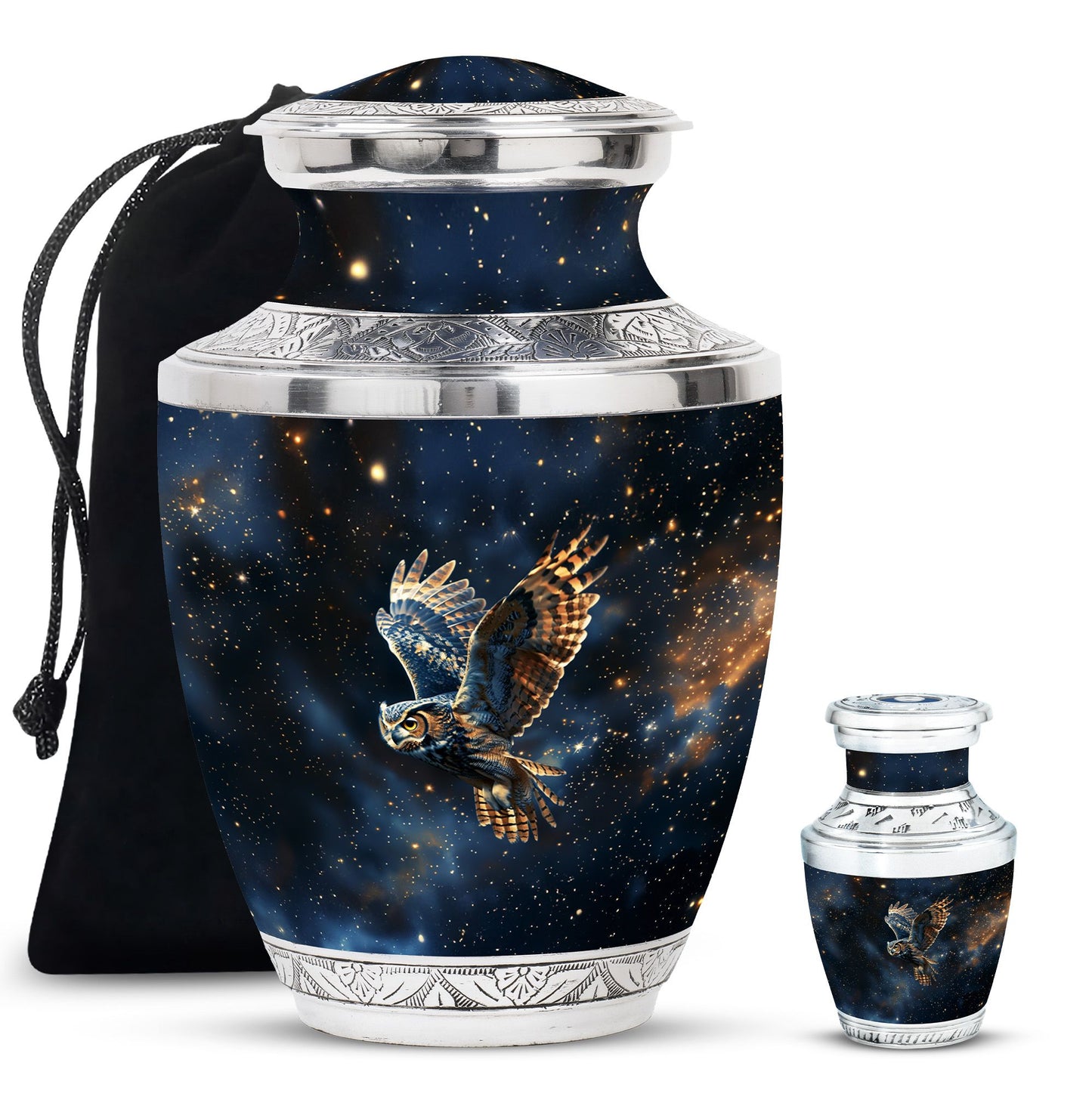 Owl Theme Large Urn With 1 Keepsake Urn