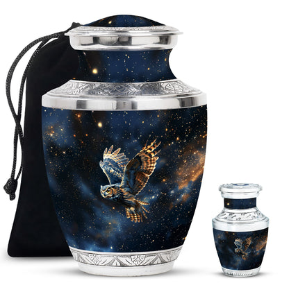 Owl Theme Large Urn With 1 Keepsake Urn