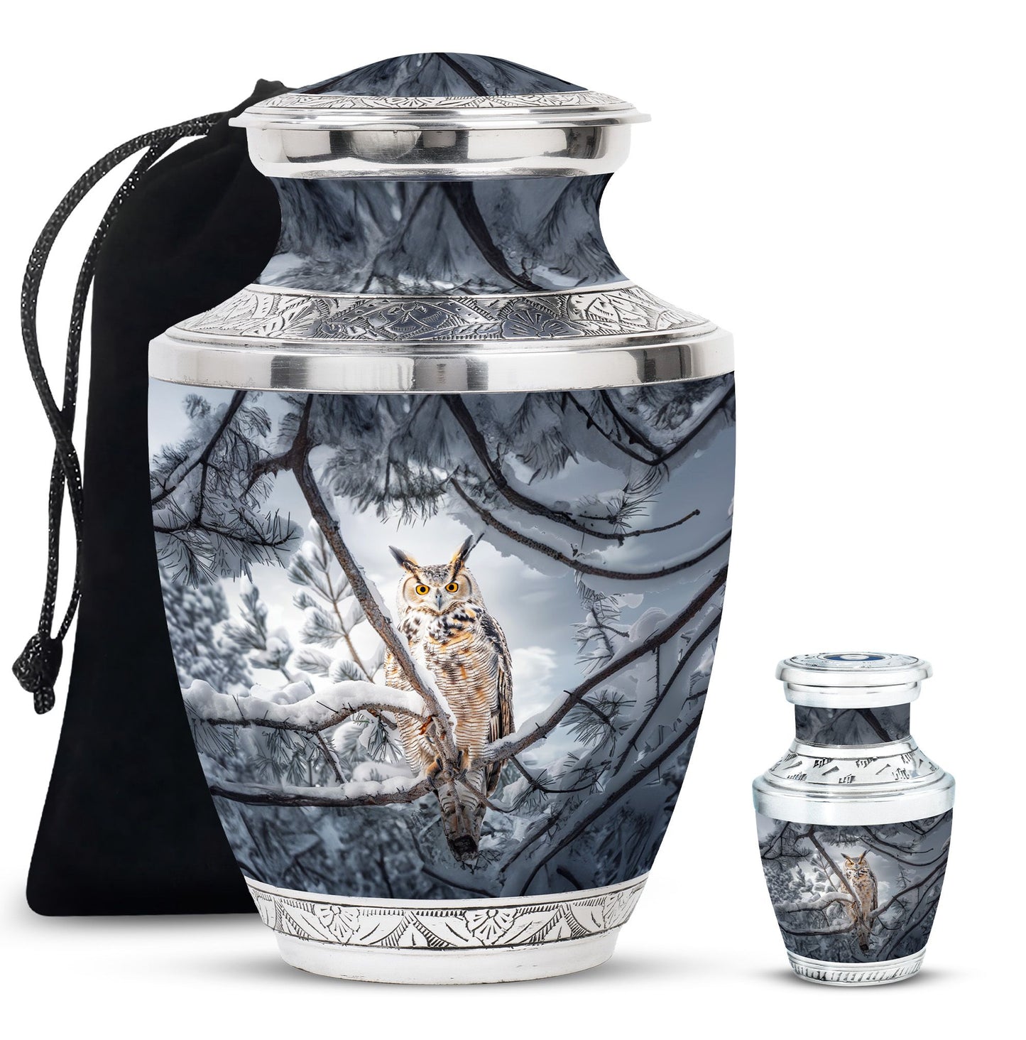 Owl Theme Large Urn With 1 Keepsake Urn