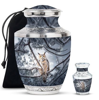 Owl Theme Large Urn With 1 Keepsake Urn