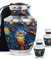 Owl Theme Large Urn With 2 Keepsake Urn