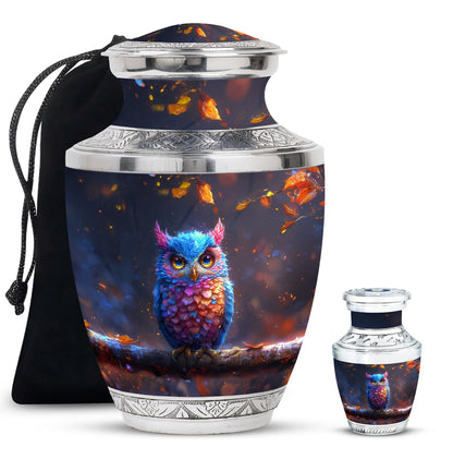 Owl Theme Large Urn With 1 Keepsake Urn