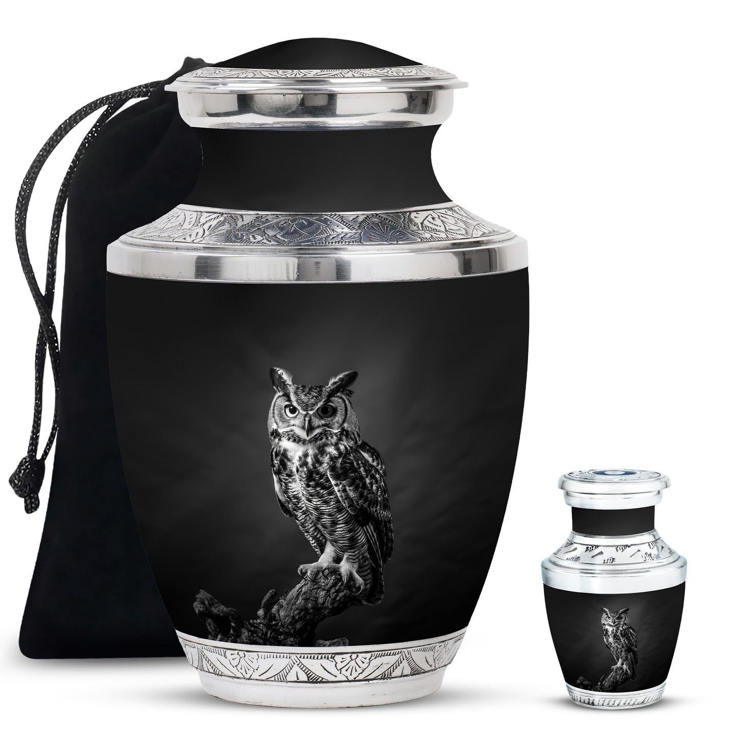 Owl Theme Large Urn With 1 Keepsake Urn