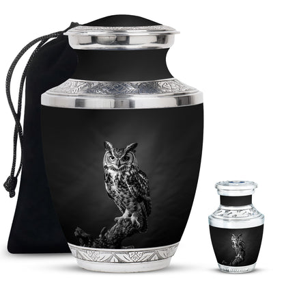 Owl Theme Large Urn With 1 Keepsake Urn