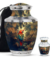Macaw Parrot Theme Large Urn With 1 Keepsake Urn