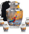 Macaw Parrot Theme Large Urn With 4 Keepsake Urn