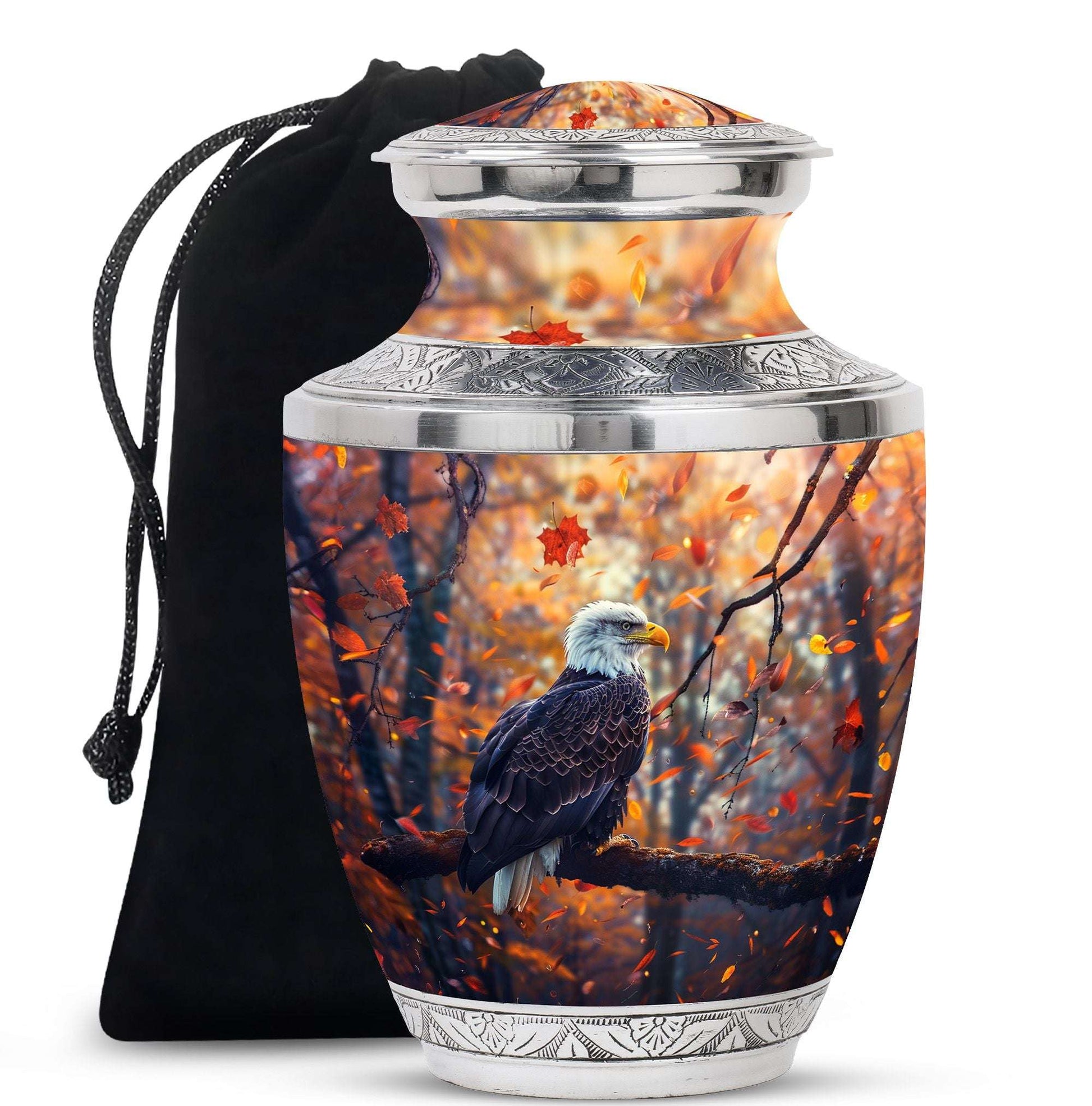 Eagle Cremation Urn For Human Ashes – Autumn Memorial Tribute Urn