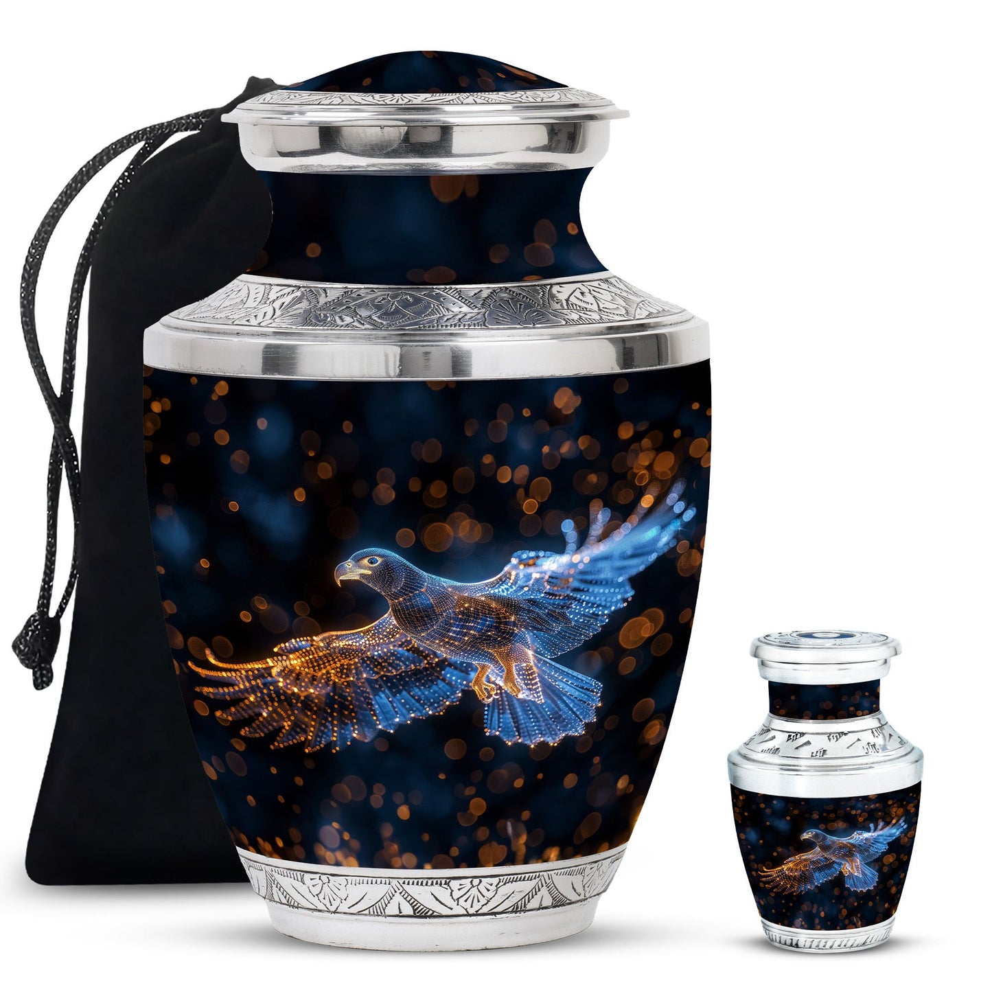 Eagle Theme Large Urn With 1 Keepsake Urn