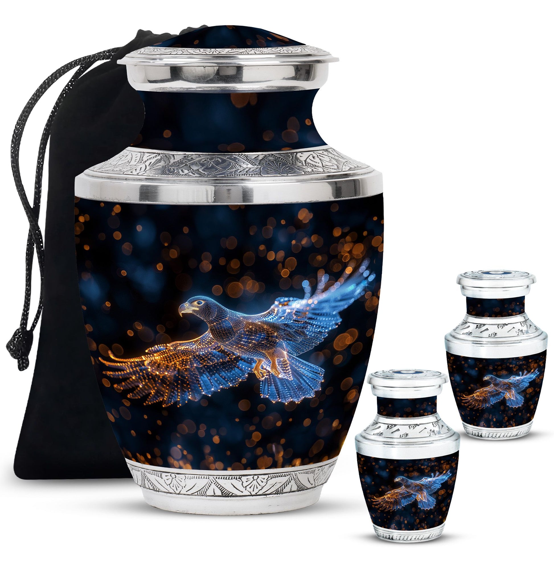 Eagle Theme Large Urn With 2 Keepsake Urn