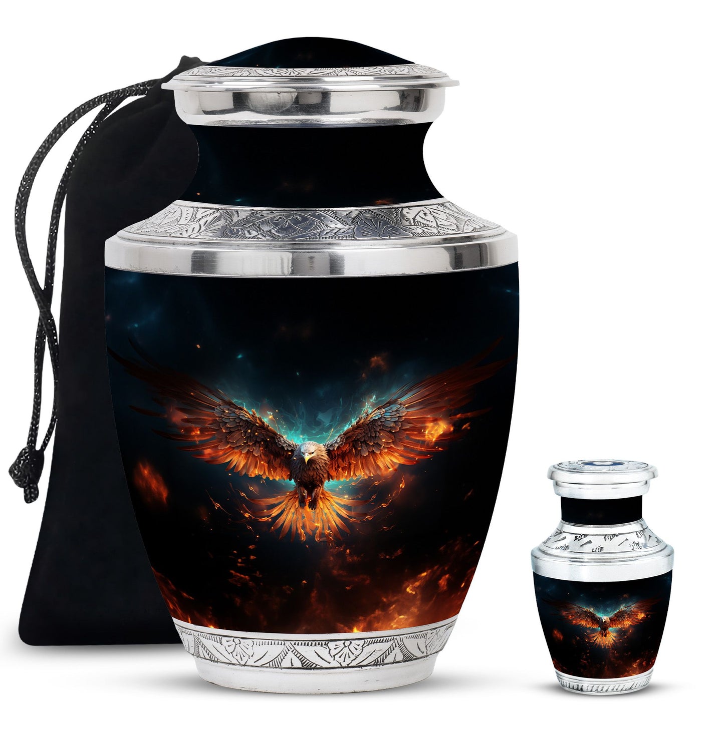 Eagle Theme Large Urn With 1 Keepsake Urn