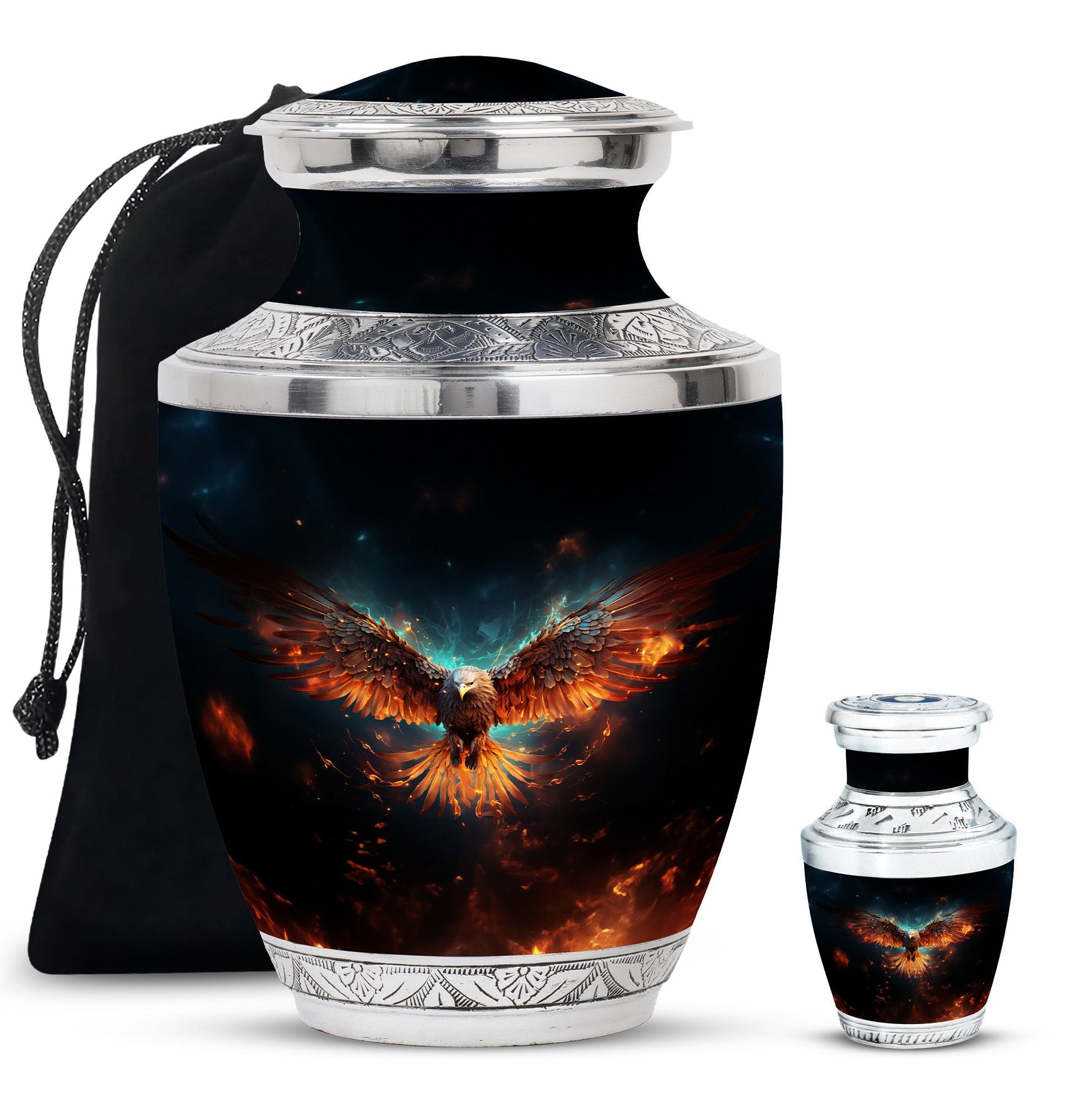 Eagle Theme Large Urn With 1 Keepsake Urn