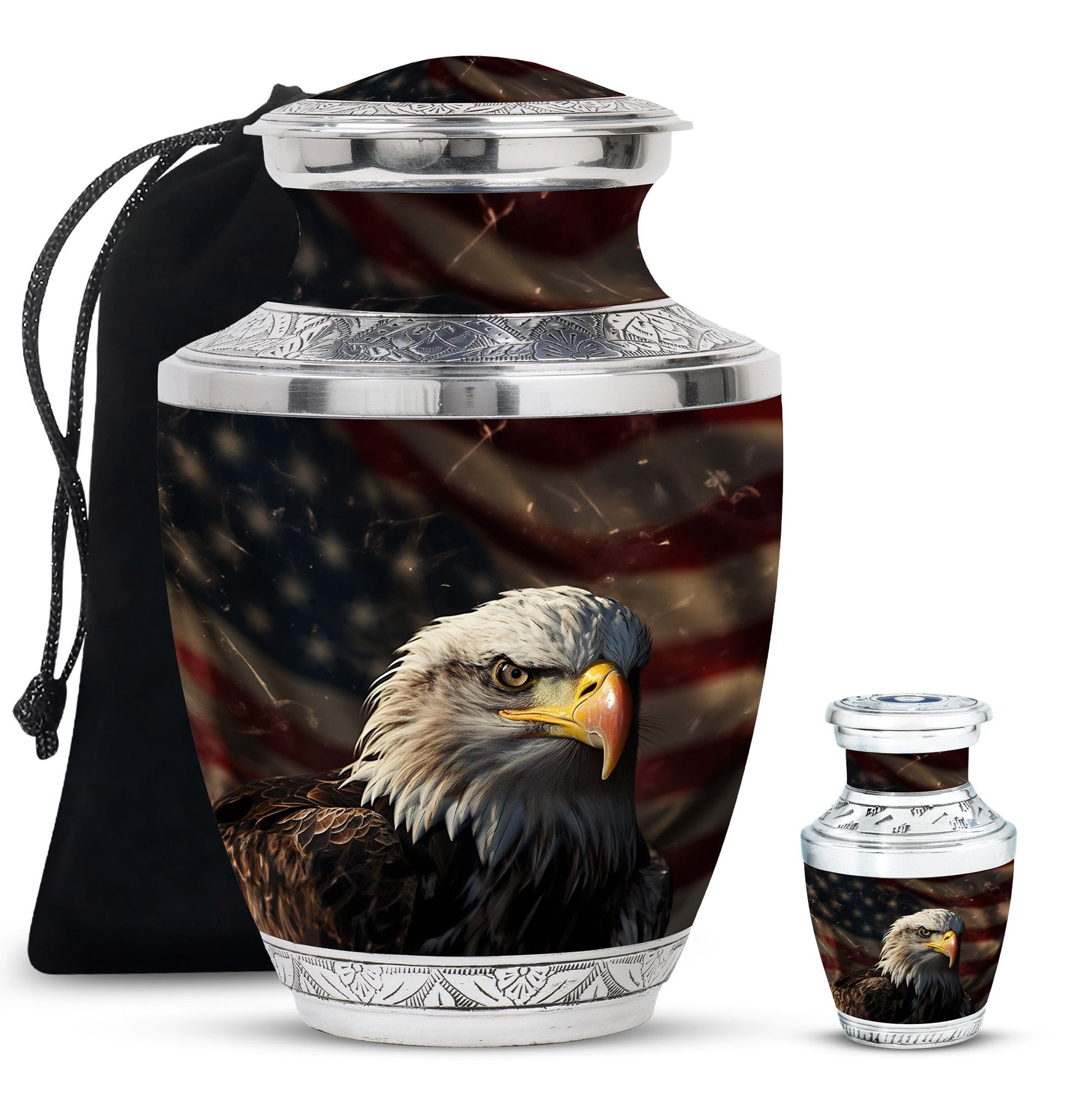 Eagle Theme Large Urn With 1 Keepsake Urn