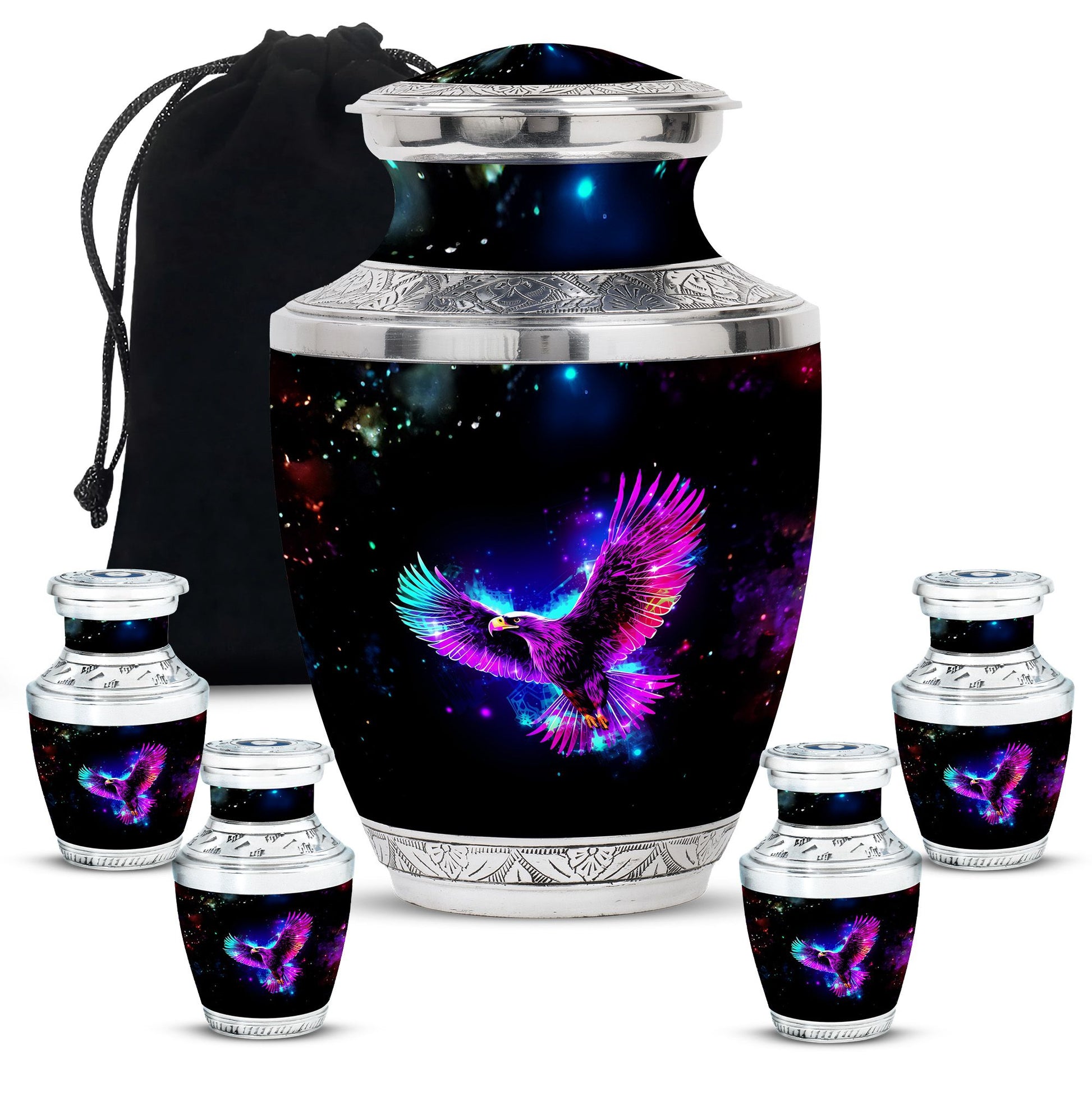 Eagle Theme Large Urn With 4 Keepsake Urn
