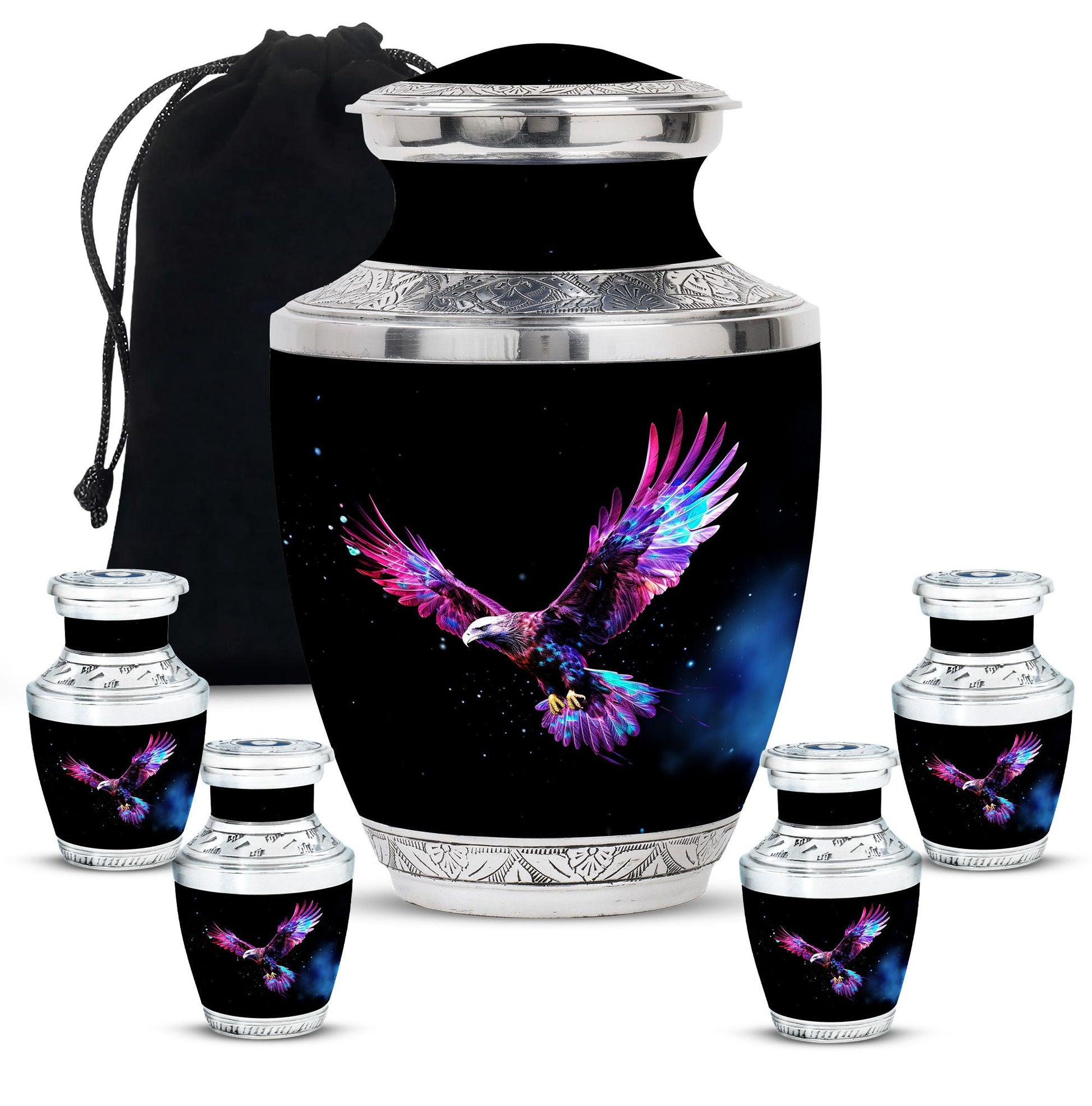Eagle Theme Large Urn With 4 Keepsake Urn