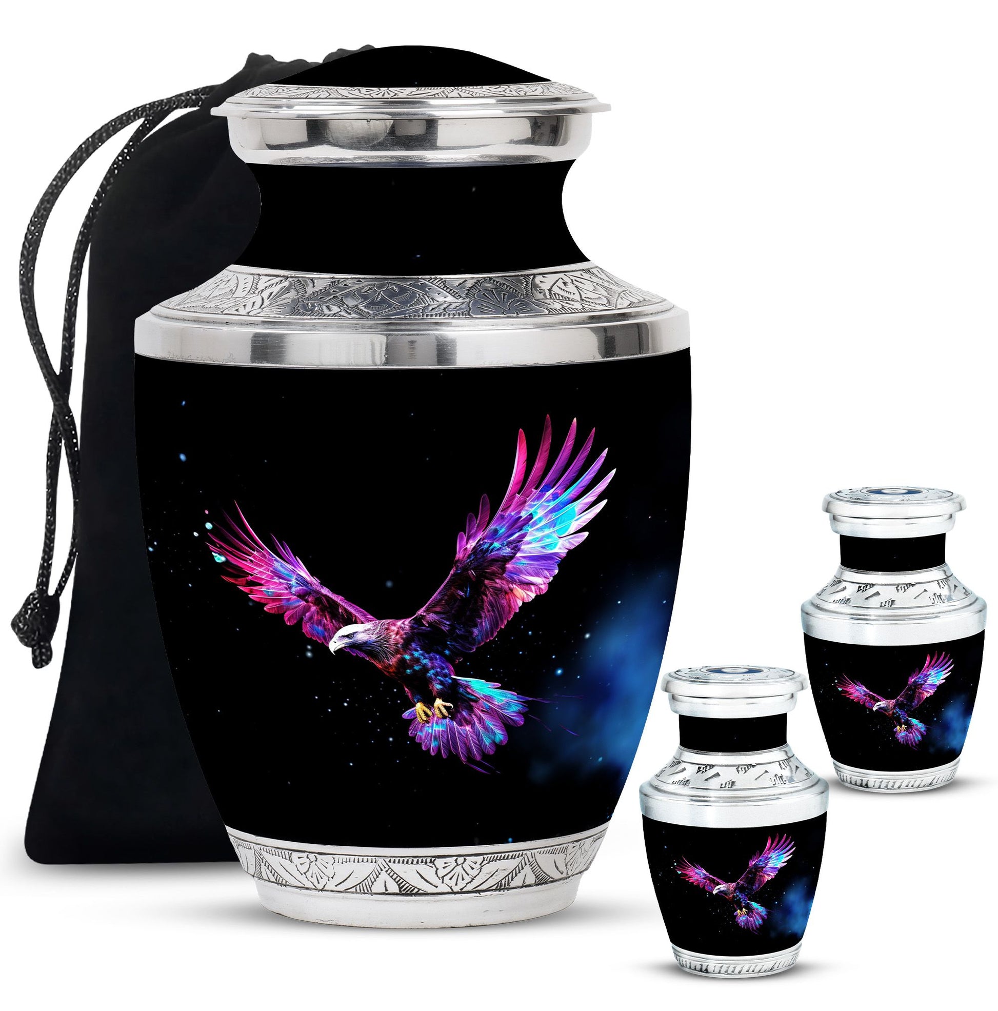 Eagle Theme Large Urn With 2 Keepsake Urn