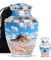 Turtle Theme Large Urn With 1 Keepsake Urn