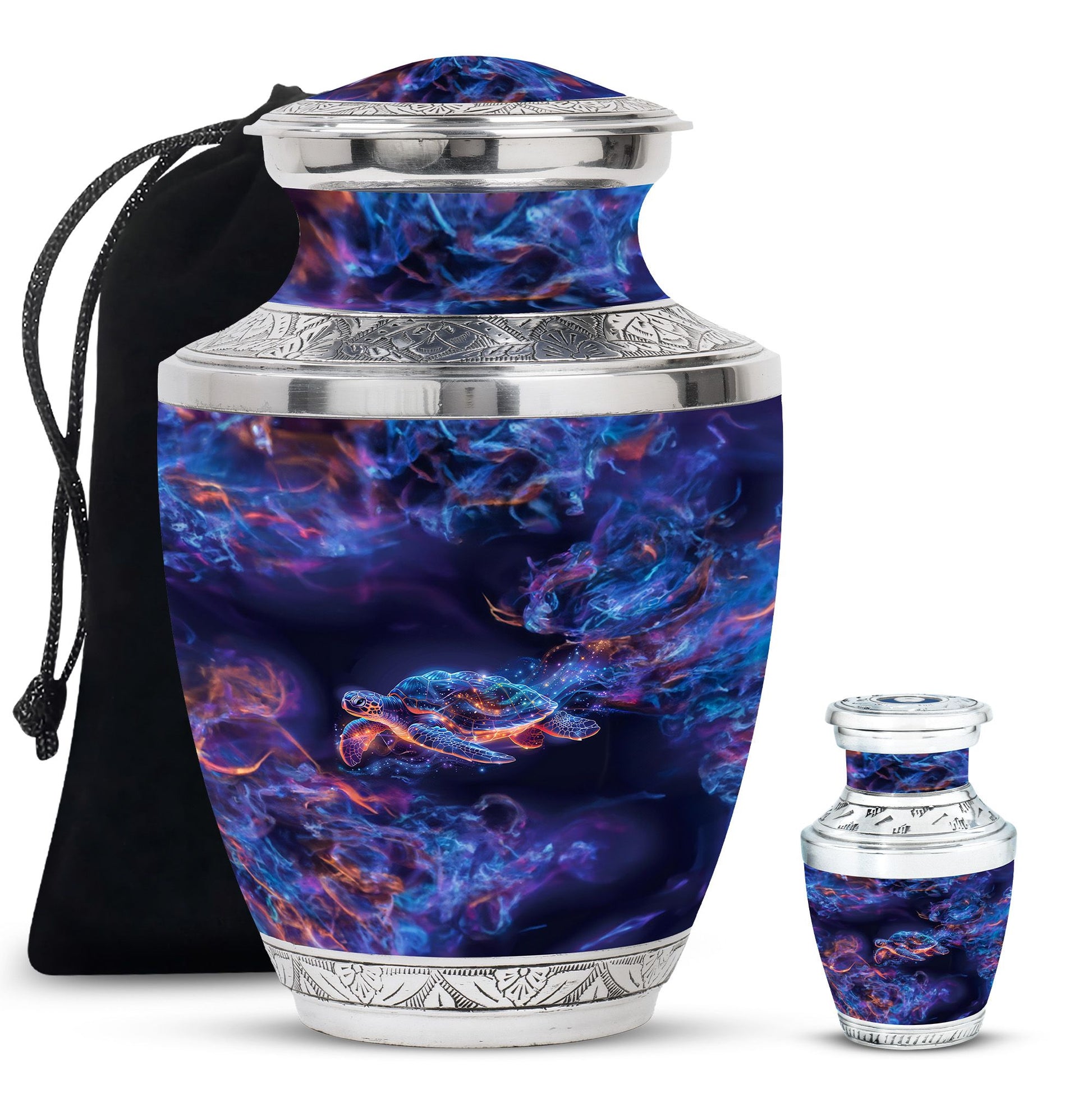 Turtle Theme Large Urn With 1 Keepsake Urn