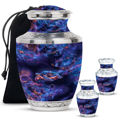 Turtle Theme Large Urn With 2 Keepsake Urn