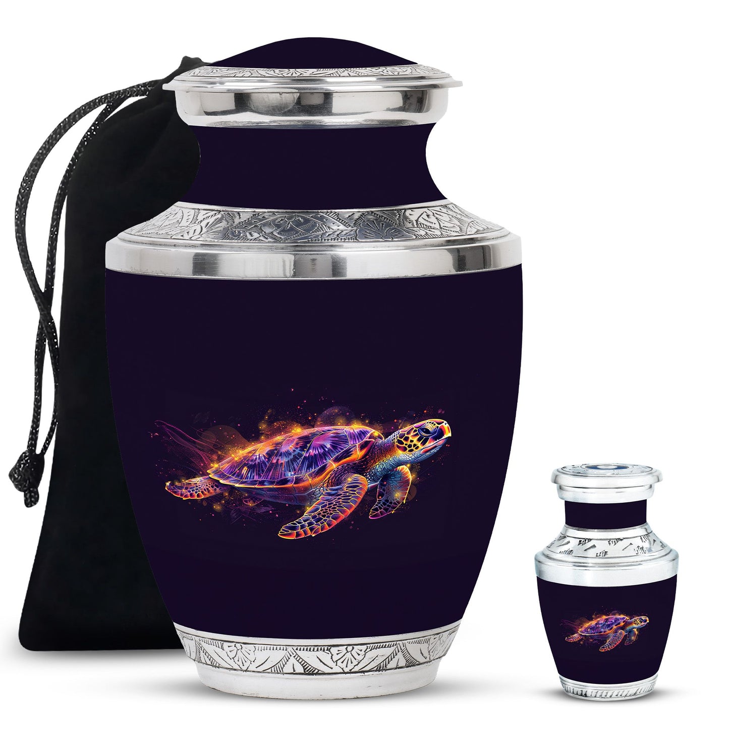 Turtle Theme Large Urn With 1 Keepsake Urn