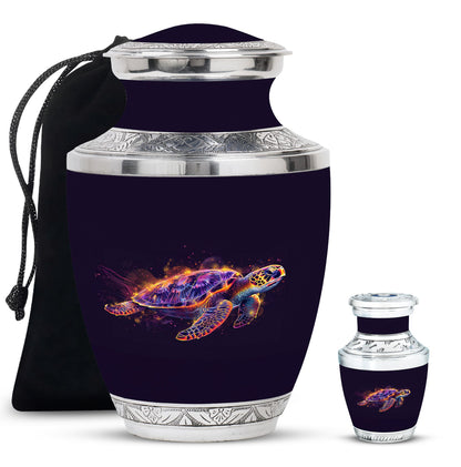 Turtle Theme Large Urn With 1 Keepsake Urn