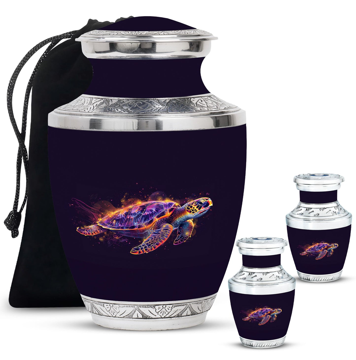 Turtle Theme Large Urn With 2 Keepsake Urn