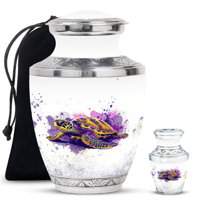 Turtle Theme Large Urn With 1 Keepsake Urn
